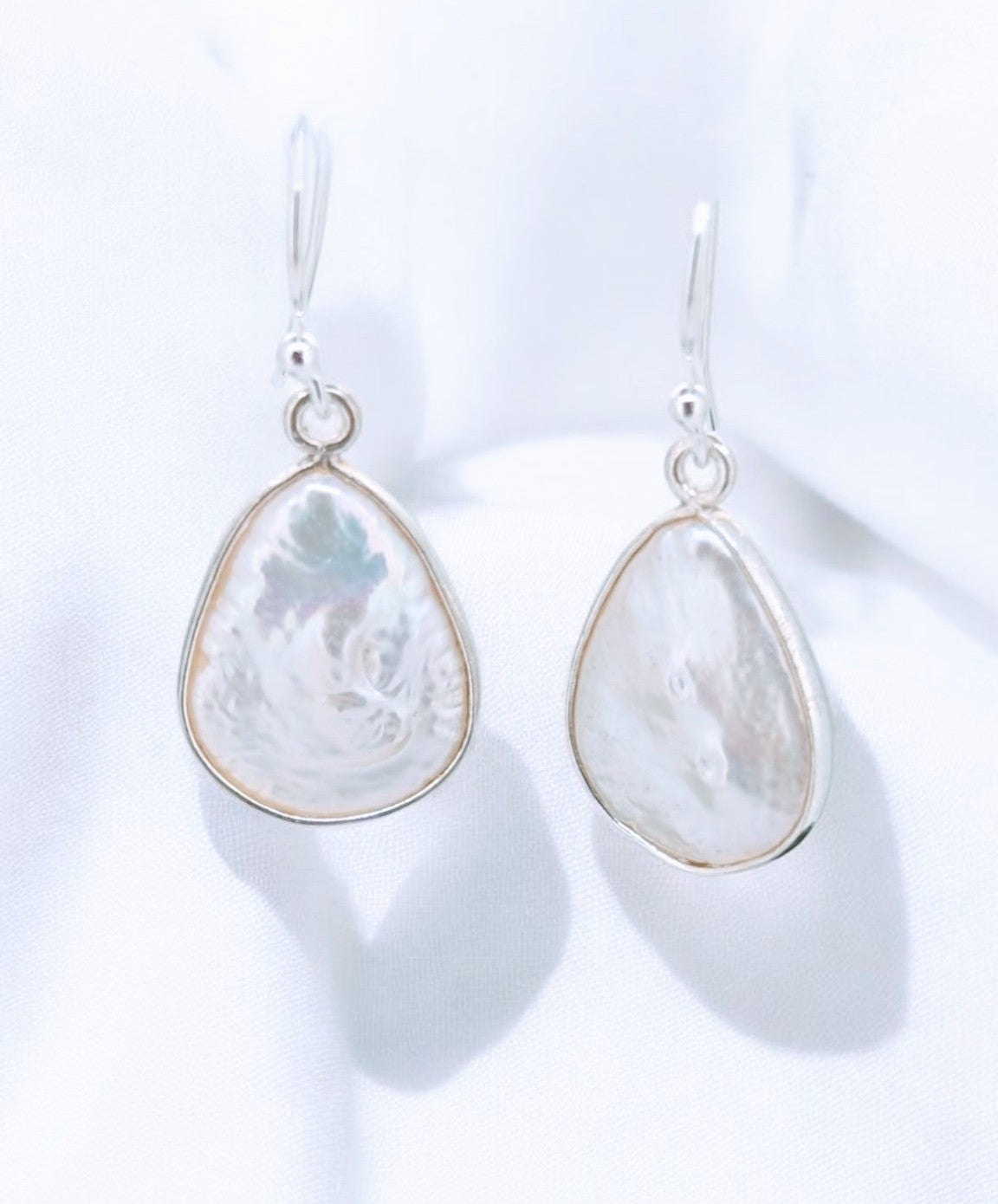 Graceful Unique Teardrop Baroque Pearl Earrings – Sterling Silver Hooks