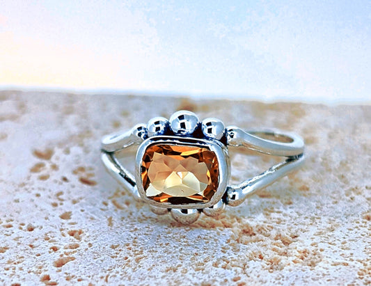 Honey Citrine Sterling Silver Ring