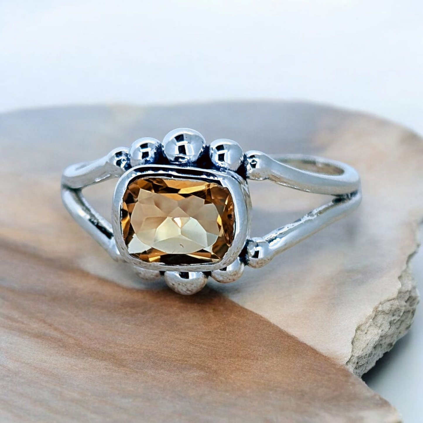 Honey Citrine Sterling Silver Ring
