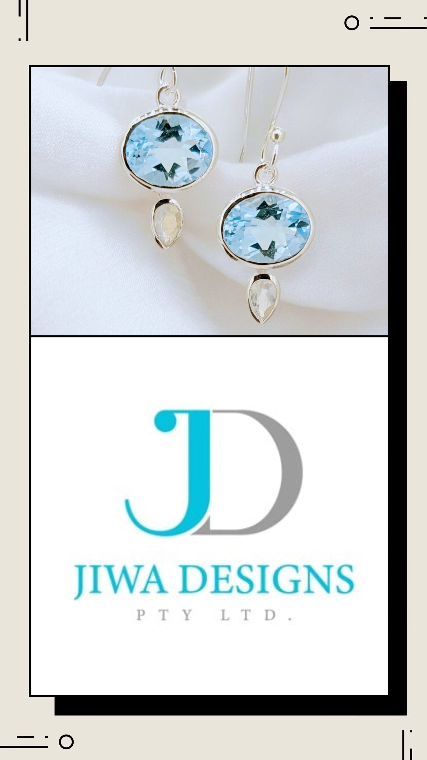 Sterling Silver Earrings with Oval Blue Topaz & Teardrop Moonstone